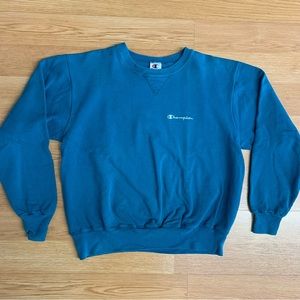 Vintage 90s Champion Embroidered Spell Out Crewneck Sweatshirt Men's Size L Teal